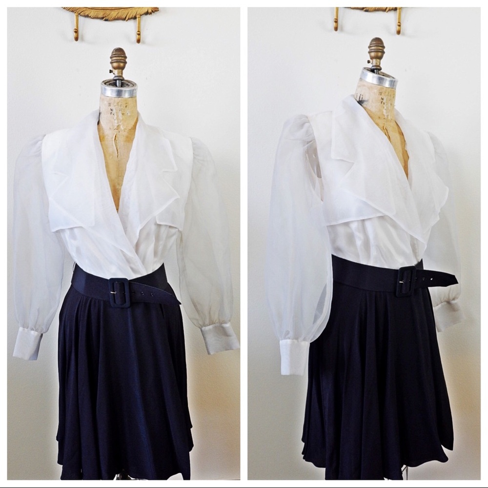 80s Positively Ellyn Chiffon Belted Wrap Dress